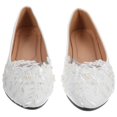 thumbnail image 1 of 1 Pair Handwork Wedding Shoes Stylish Lace Pearl Flower Wedding Shoes White Wedding Dress Supplies Bridal Flat Shoes Leisure Women Shoes Size 40, 1 of 4
