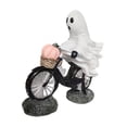 thumbnail image 3 of Escultura de fantasmas con decoración de ciclistas y calabazas rosas, regalo de Navidad, estatua de resina para dormitorio, fiesta, hogar, estantería, 3 of 9