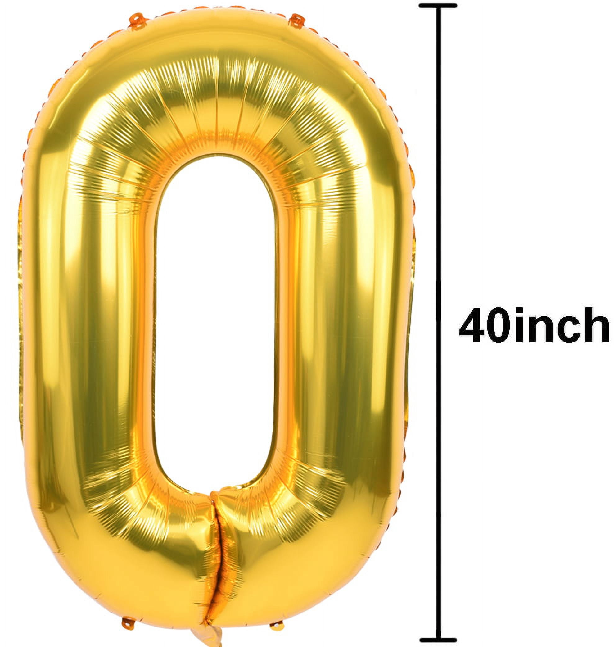 40 Inch Gold Large Numbers Balloon 0-9(Zero-Nine) Birthday Party Decorations,Foil Mylar Big Number Balloon Digital 0 for Birthday Party,Wedding, Bridal Shower Engagement Photo Shoot, Anniversary