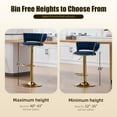 thumbnail image 4 of MOONMISS Velvet Upholstered Adjustable Height Swivel Armless Bar Stools with Golden Footrest(set of 2)-Navy Blue, 4 of 6