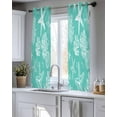 thumbnail image 5 of Teal Coastal Sheer Curtains 39 Inch Length 2 Panels Set for Living Room/Bedroom, Nautical Beach Starfish Coral Summer Kitchen Curtains Grommet Semi-Sheer Curtains Drapes Window Treatments 27.5"x39"x2, 5 of 7