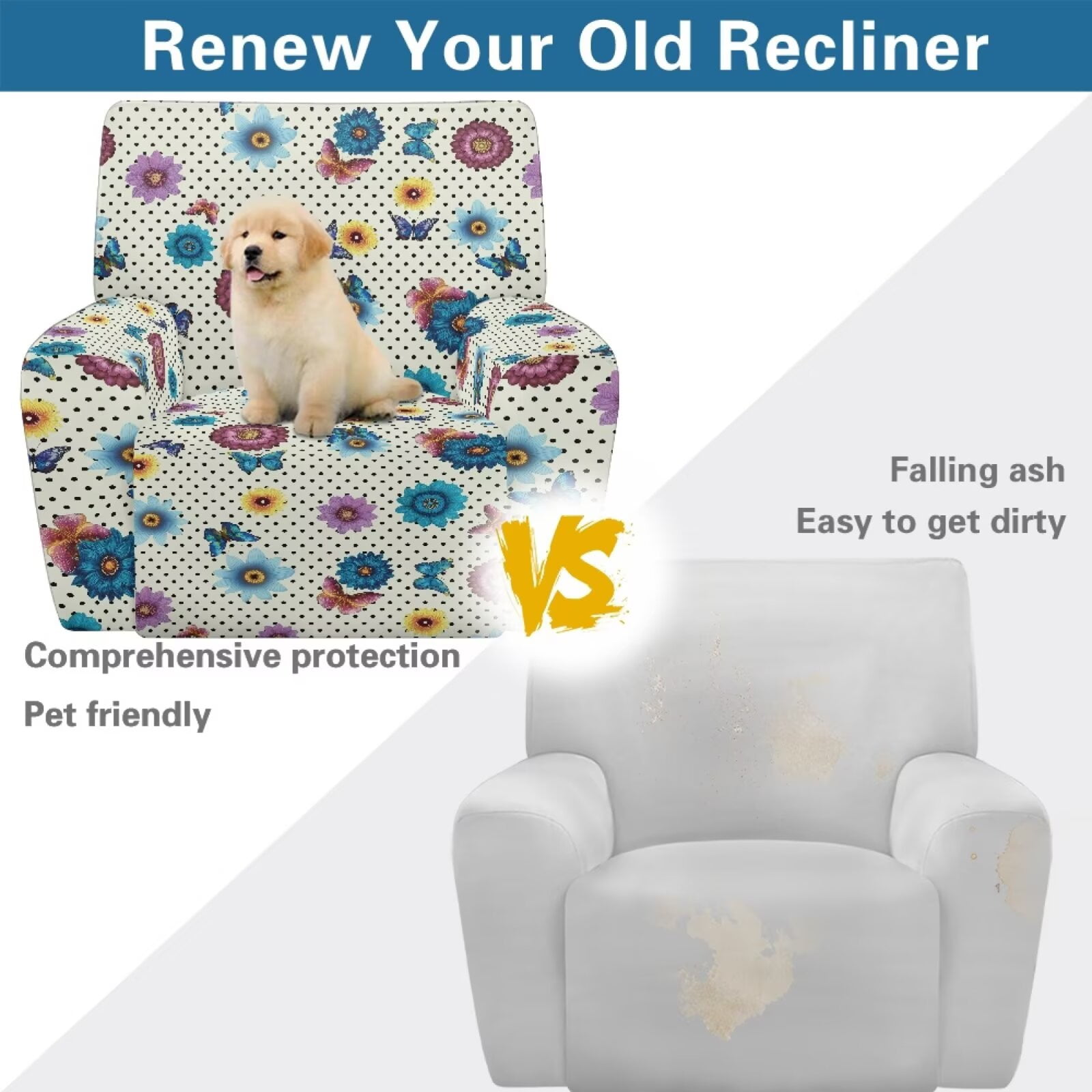 Yuyamidu Boho Reclining Chair Covers 4 Pieces Mandala Flower Recliner Covers That Stay in Place Easy to Install Lazyboy Cover for Recliner Chair Gift for Housewarming