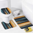 thumbnail image 4 of 4 Piece Shower Curtain Sets Non-Slip Rugs And Toilet Mat Lid Rug Accessories Orange And Blue Stripe Waterproof Fabric Bath Curtain Colorful Abstract Modern for Bathtub Decor, 4 of 8