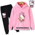 thumbnail image 2 of Jersey de deportes nuevos Kawaii Sanrio Hello Kitty, Sudadera con capucha de Anime, abrigo para niña + Pantalones 2P para niños de 3 a 14 años, regalo de cumpleaños, conjunto informal para correr, 2 of 5
