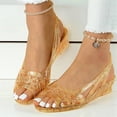 thumbnail image 3 of Mepaouo Women Jelly Sandals Crystal Jellies Slingback Clear Dress Shoes Open Toe Wedge Sandal Size 7, 3 of 5