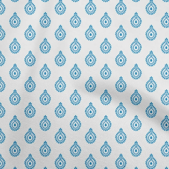 oneOone Cotton Poplin Twill Medium Blue Fabric Block Sewing Material Print Fabric By The Yard 56 Inch Wide-5K