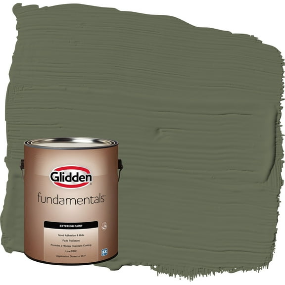 Glidden Fundamentals All About Olive / Green Satin Exterior Paint, 1 Gallon