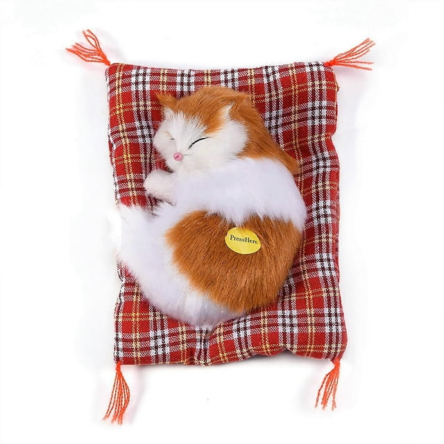 Jouet en peluche pour enfant endormi, chat, décoration d'intérieur (jaune et blanc)