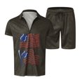 thumbnail image 3 of Vedolay Matching Short Sets Men Summer Casual Short Sets Lace Short Sleeve Shirt Elastic Waist Shorts 2 Piece Outfits,Dark Gray M, 3 of 5