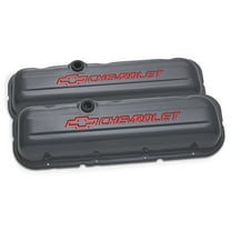 Proform 141-889 Engine Valve Covers; Stamped Steel; Stock; Shark Gray; w/ Bowtie Logo; BB Chevy