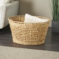 thumbnail image 2 of DecMode 30" x 17" Brown Seagrass Handmade Woven Oval Storage Basket with Elevated Rim and Slot Handles, 1-Piece, 2 of 9
