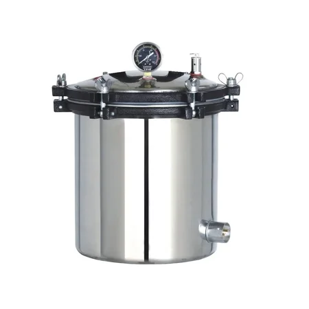 Portable Stainless Steel Jointless Laboratory Autoclave – 20 PSI Pressure Gauge, Safety Valves, 220V AC