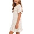 thumbnail image 7 of OVAFBAU Girls Dresses Summer Outfits Graphic Short Sleeve Nightgown Sundress Collar Sundress, 7 of 7