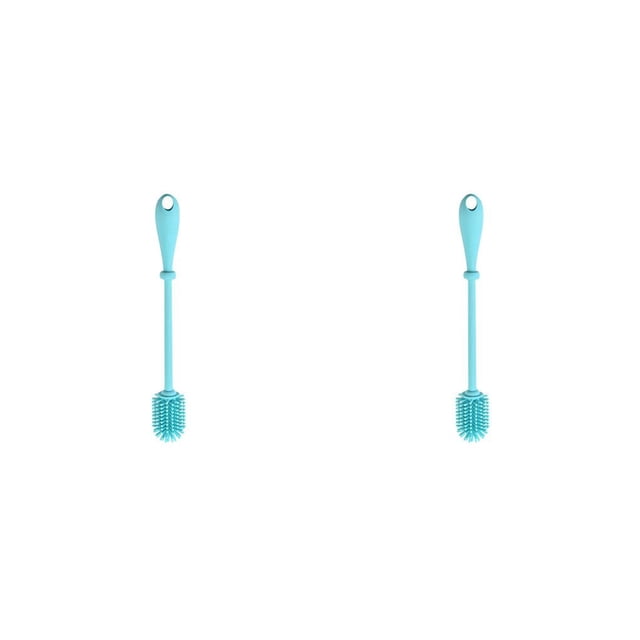 Inteprter Herramienta de de cepillo de silicona de mango largo para biberón Recipiente de boca estrecha y profunda, Azul, S Azul S 2piezas