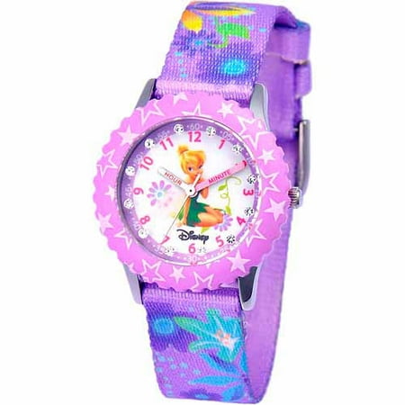 Disney Tinker Bell Girls' Stainless Steel Watch, Purple Strap