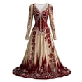 thumbnail image 4 of HCBY Women's Halloween Maxi Dress Long Sleeve V Neck Printed Gothic Inspired A Line Long Dress for Vintage Party and Themed Events, 4 of 4