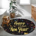 thumbnail image 4 of Happy New Year Large Area Rugs for Bedroom Living Room, Soft Non Slip Carpet Bedside Rug, Colorful Modern Abstract Art Round Floor Cover Kitchen Accent Rug 4' for Dining Room/Office, 4 of 9