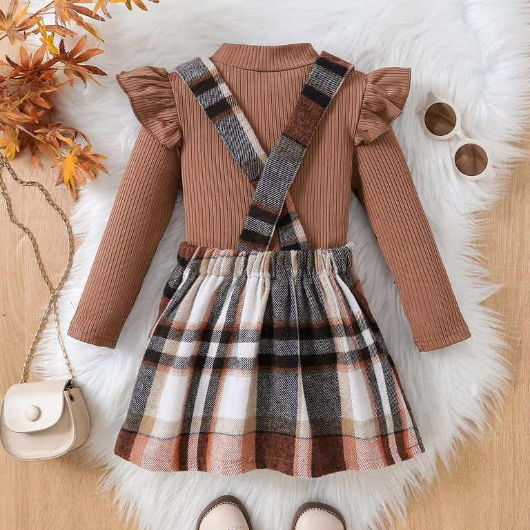 adviicd Girls Outfit Girls Skirt Set Long Sleeve Crew Neck