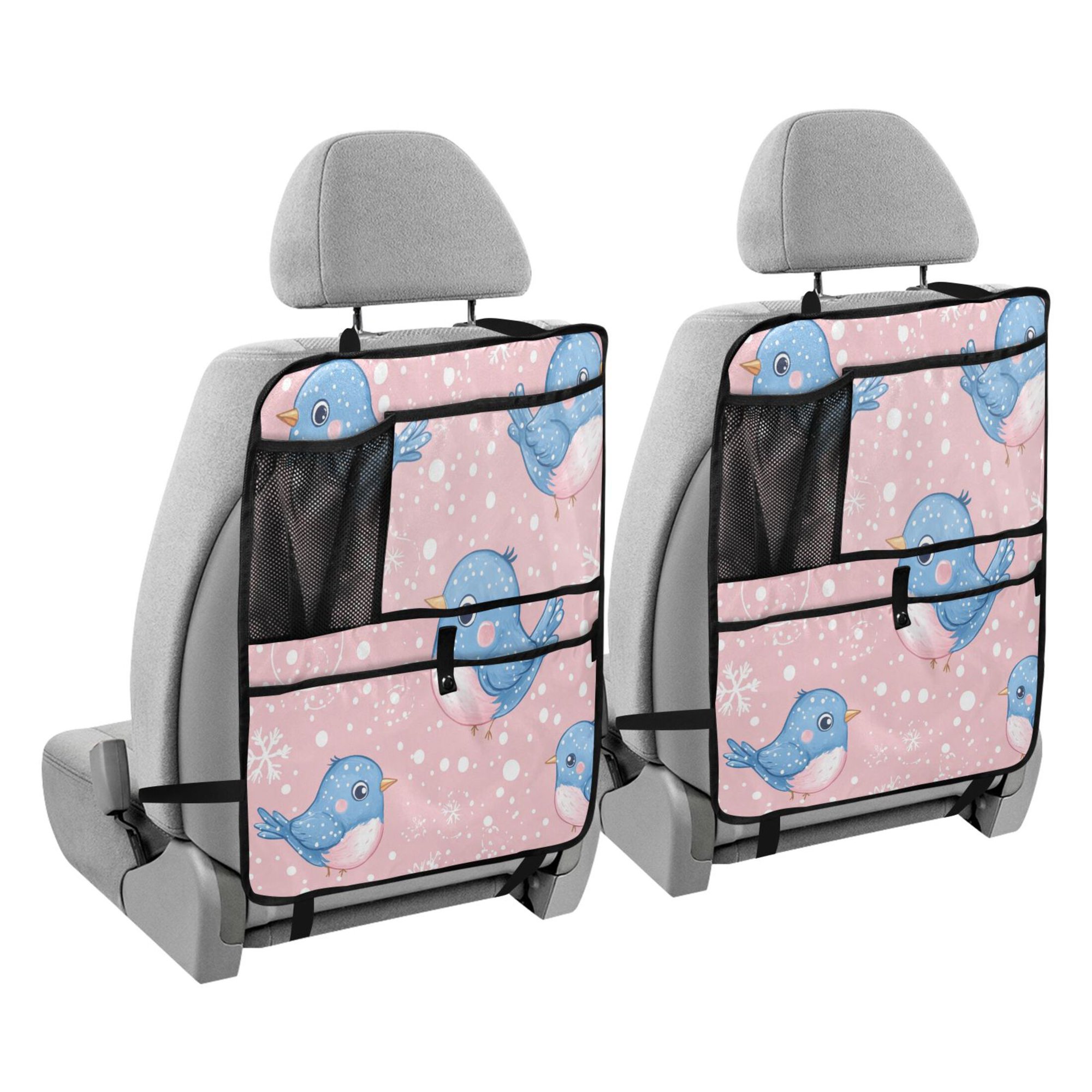 BZSMCE Car Organizer Kick Mats Back Seat Protector Creatively Whimsical Winter Blues Printed