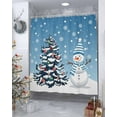 thumbnail image 4 of Christmas Tree Snowman Bathroom Shower Curtains with Hooks, Winter Snowflakes Blue Ombre Xmas Waterproof Fabric Washable Shower Curtain for Home Hotel Bathtub Decor 54x78 Inches, 4 of 7