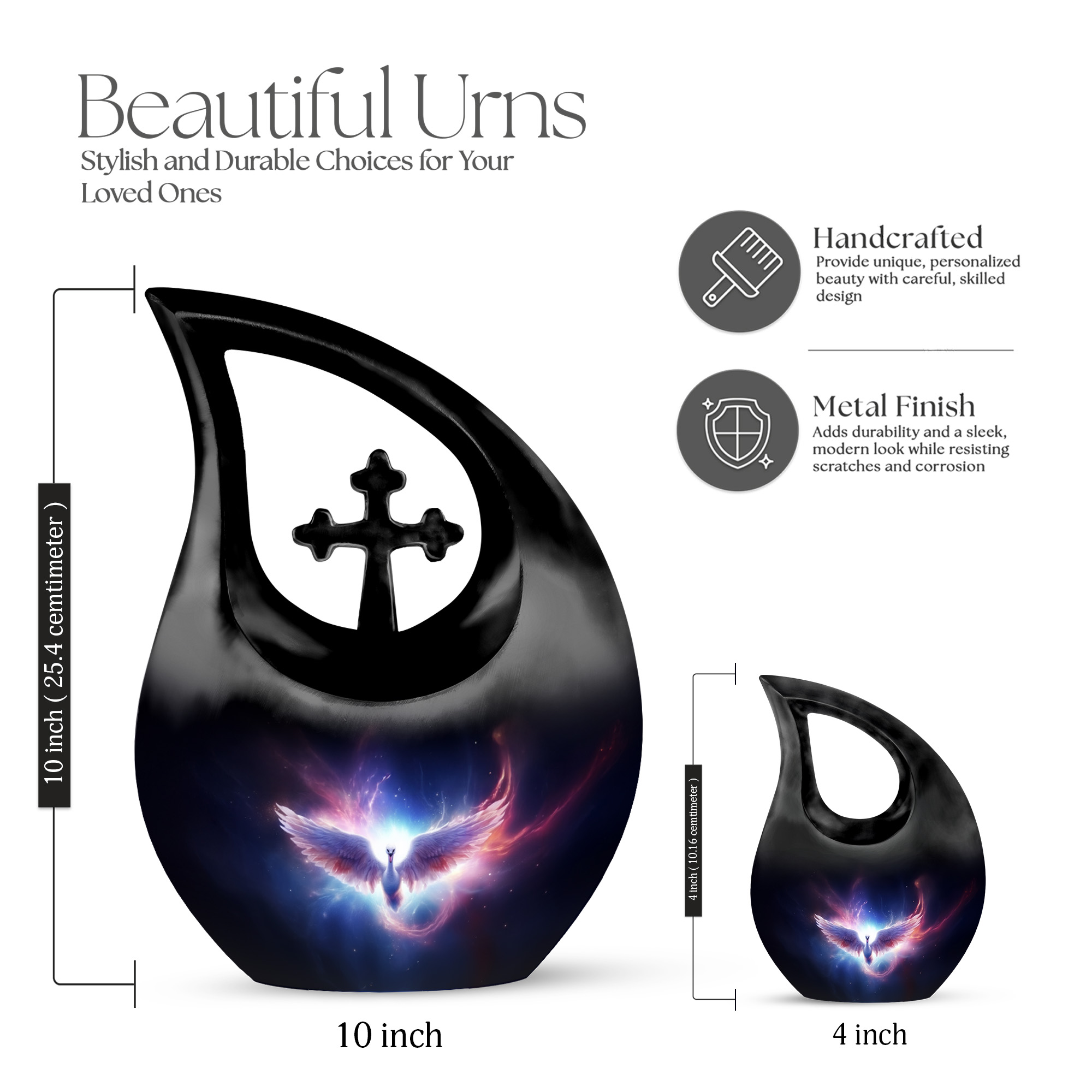 MUKTIVE Phoenix Burial Urns for Ashes for Women & Men, Combo Sets Urns for Human Ashes, Holds 180 Cubic, Funeral Urn for Mother, Gifts for Loss of Mom, (1 Large 10 ", 4 Keepsake 3 ")