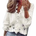 thumbnail image 1 of Camisas Para Mujer Casual Manga Completa Cuello en V Tops Camisas Sueltas Blusa Tops Estampados Odeerbi ODB127116, 1 of 5