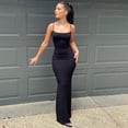 thumbnail image 2 of 2023 Summer Women Sexy Spaghetti Strap Black Skims Long Dress Y2k Sleeveless Solid Skinny Bodycon Trumpet Maxi Dresses VestidosM Gao Jinjia LED, 2 of 2