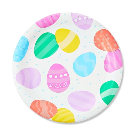 Easter Egg Toss Round Disposable Paper Plates, 8.75 in, 8 Count, by Way To Celebrate