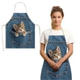 thumbnail image 7 of Denim Cat Pocket Apron 29.5x25.6 Inch, Cute Kitchen Cooking Coverall for Women Men, Adjustable Neck Cooking Bib, Protective Smock for Baking Grilling Gardening, 7 of 7