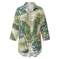 thumbnail image 4 of Xoenoiee Vintage Monstera Palm Leaves Print Women's Swimsuit Coverup Button Down Beach Cover Ups Shirt Dress Summer Casual Oversized Vacation Swimwear with Pocket, M, 4 of 7