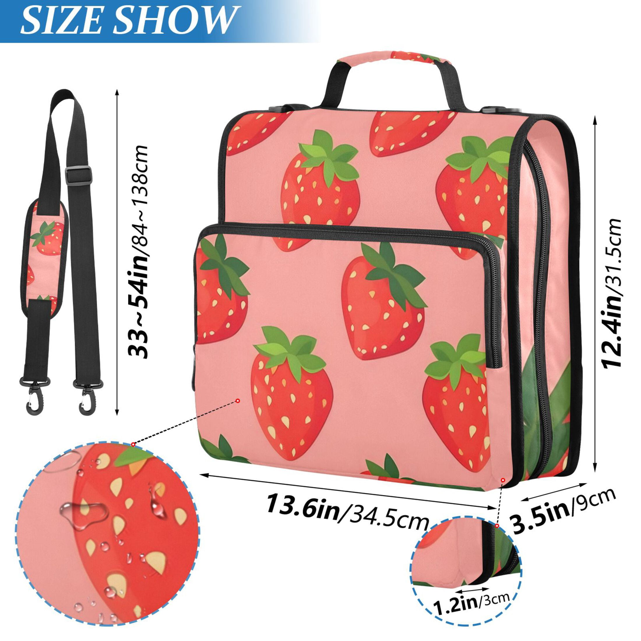ALAZA Zipper Binder Strawberry Pattern 3 Ring Trapper Keeper File Folder Organizer Bag