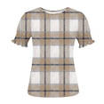thumbnail image 3 of Enridrech Womens Plaid Shirt Comfort Casual Loose Crew Neck Tees Top Ruffle Short Sleeve Tee Shirts Tops for Women, 3 of 6