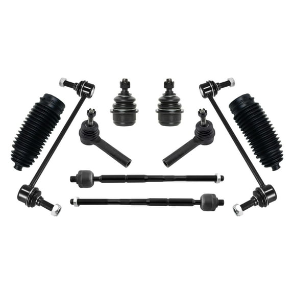 PartsW - 10 Pc Front Sway Bar Links, Tie Rod Ends with Steering Gear Bellow, Lower Ball Joints, Suspension Kit for Dodge Journey 2009-2020