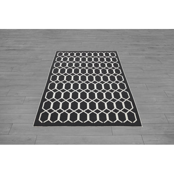 Santorini Black Cream Geometric Modern Contemporary Area Rug Tapis Carpet For Living Room Bedroom Kitchen