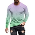 thumbnail image 2 of Wrtxtat Ombre Tops for Men Casual Tie Dye Gradient Print Long Sleeve Overszied Crewneck Pullover Sweatshirts Big and Tall Regular Fit Athletic Workout Tees Shirt Mint Green XXXXXL, 2 of 5
