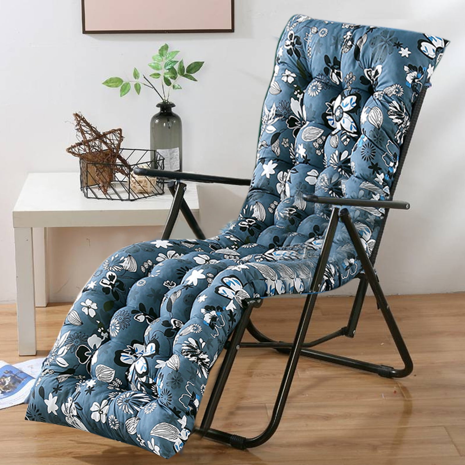 Tupukom Chaise Lounge Cushions Outdoor Non-Slip Thicken Rocking Chair Seat Cushion with Ties for Outdoor Patio Furniture Garden Decor,18.9x47.3 inch