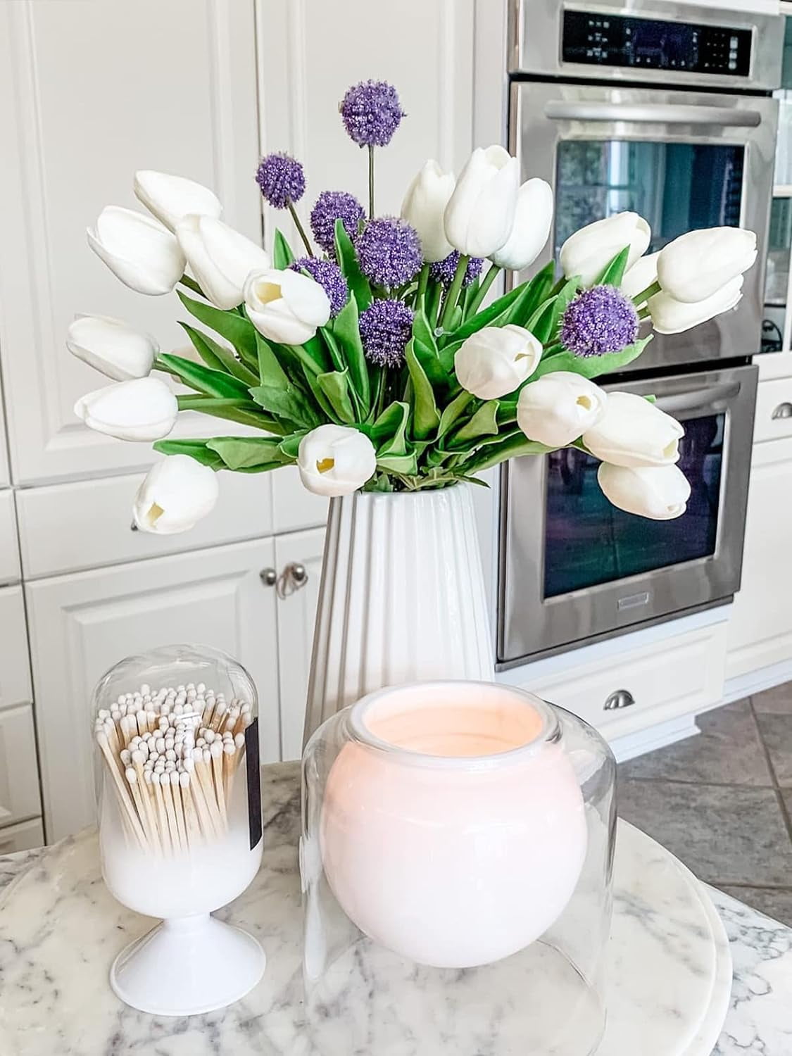 Pink Tulips Artificial Flowers 10pcs Faux Tulip Real Touch Tulip Fake Flowers Bouquets Arrangements for Home Wedding Table Decor