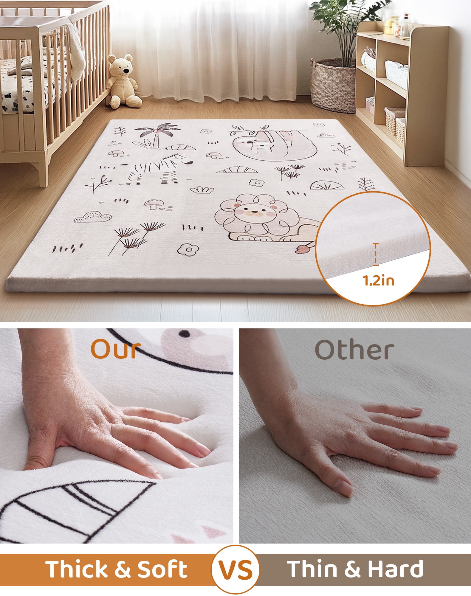 Robud Baby Play Mat,Coral sponge Playmat for Floor,50x50 in Large Waterproof Anti-Slip Activity Playmats,for Babies,Toddlers, Infants