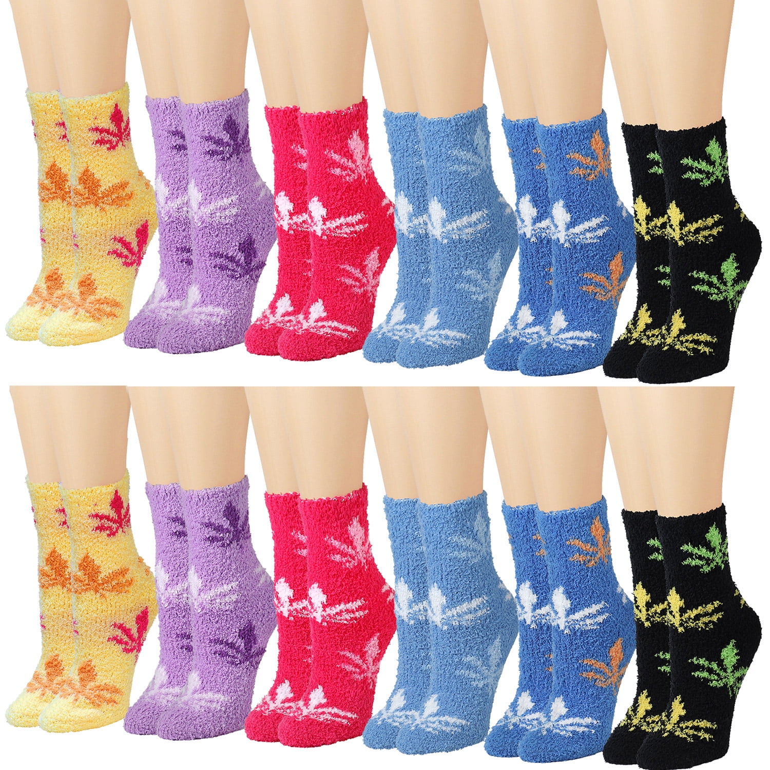 12 Pairs Fuzzy Socks Womens Girls Microfiber Cozy Soft Warm Fluffy Non