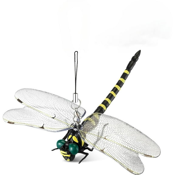 Trianu 1Pcs Dragonfly Hat Clip Realistic Simulated Dragonfly with Clip Attach to Backpack Hat for Indoor Yard Garden Plant Decor(Yellow)