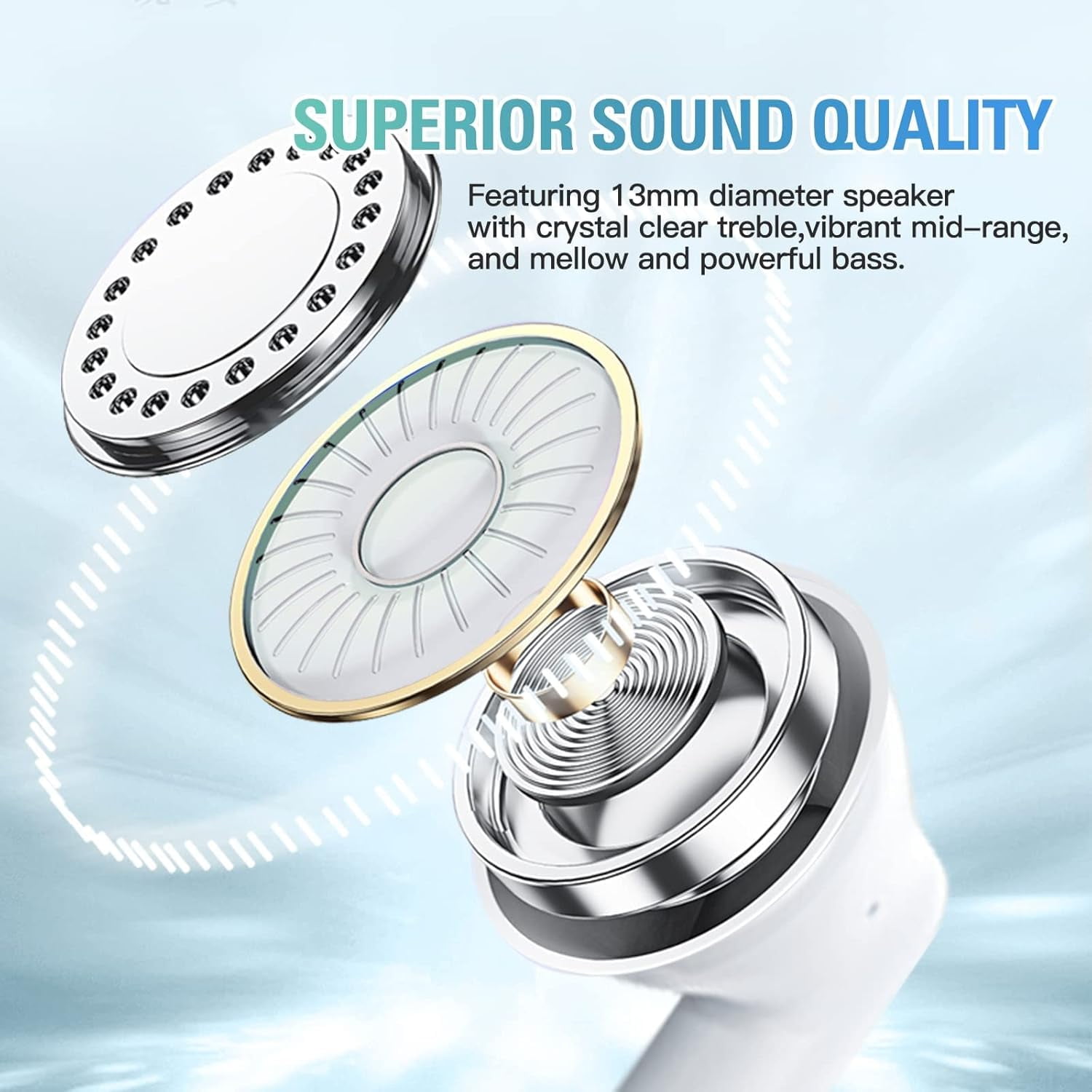 True Wireless Earbuds Purple Bluetooth 5.3 with Microphone for Working Out Noise Canceling Blue Tooth Ear Buds Deep Bass TWS Wireless Earphones with Charging Case in Ear Headphone for iPhone Android