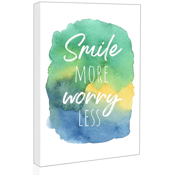 Inspirational Positive Quotes Wall Decor - Smile more worry less (Framed 11"x14")