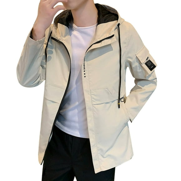 VBARHMQRT Letterman Jacket Boys Winter Coat Men Casual Long Sleeve Autumn Winter Hooded Top Blouse Coat Jacket with Pockets