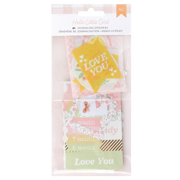 American Crafts Hello Little Girl Ephemera Die-Cuts 61/Pkg-Journaling, Gold Foil