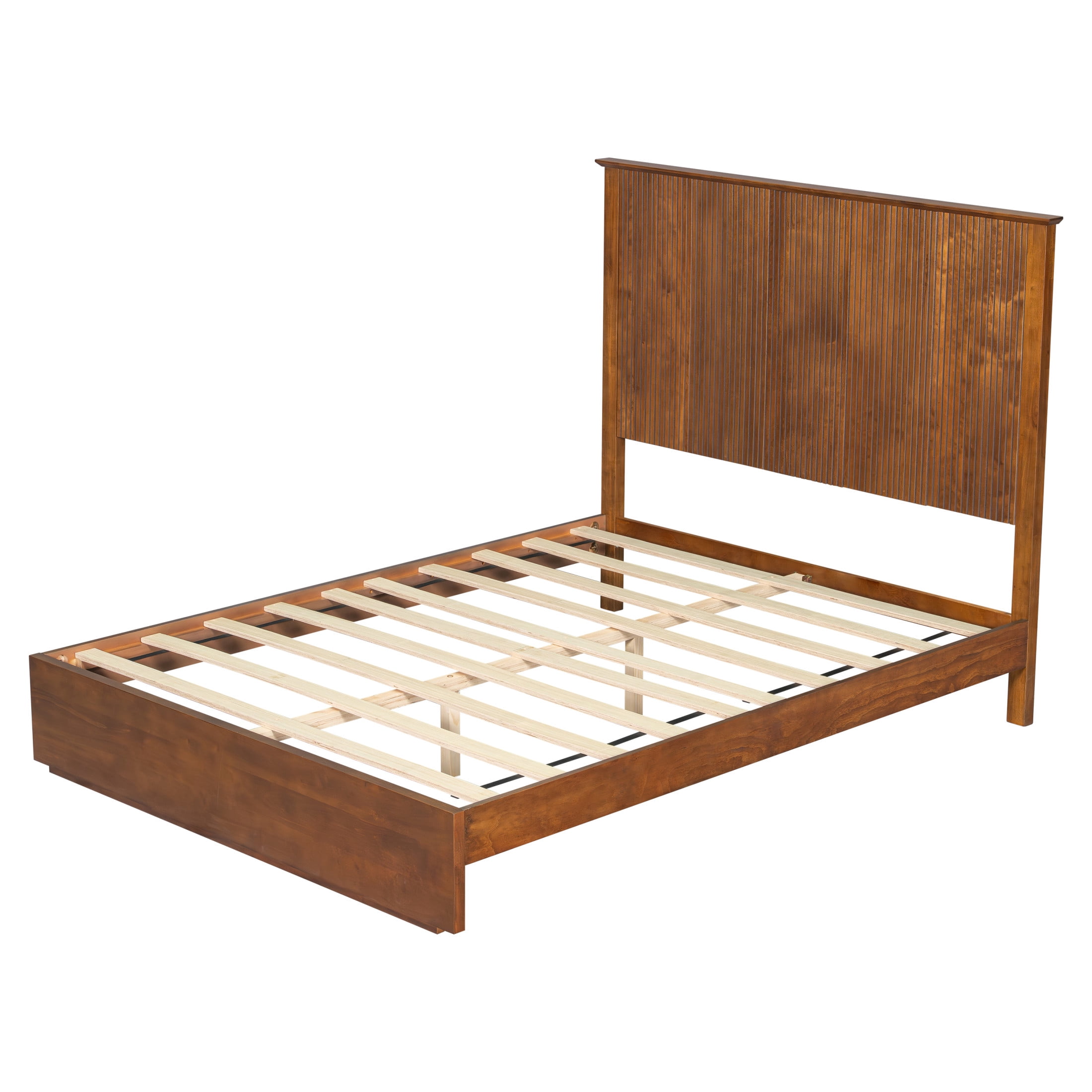 Christopher Knight Home Contemporary Queen Size Solid Wood Platform Bed Frame, Slat Support, Brown