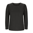 thumbnail image 7 of BiZtdJrK Womens Lace Long Sleeve Shirts Fashion Dressy Casual Crewneck Work Tunic Tops Ribbed Knit Pullover Sweaters, Dark Gray, XL, 7 of 7