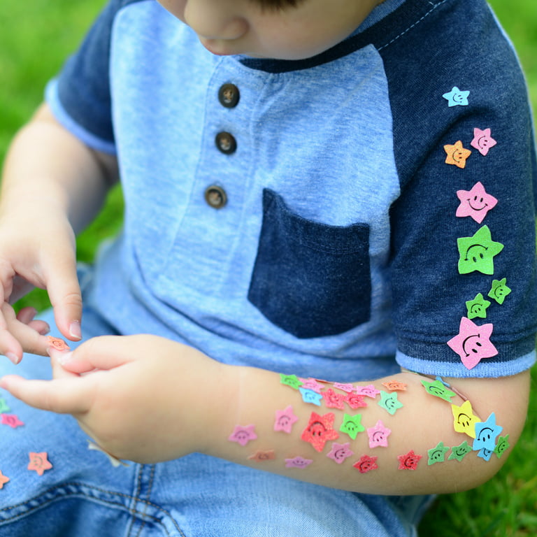 BAZIC Glitter Reward Sticker 144-Counts, Smile Face Stars Stickers for Kids  