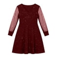 thumbnail image 3 of MEZZALL Kids Girls Puff Long Sleeve Mesh Casual High Waist A-Line Short Dress Formal Party Dresses For 4-14 Years Cozy Child Crew Neck Solid Color Sundress, 3 of 7