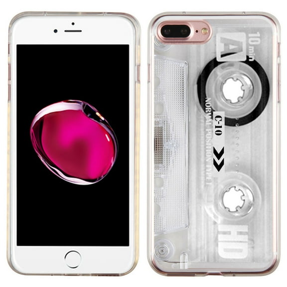 Slim-Fit Case for Apple iPhone 8 PLUS / 7 PLUS, OneToughShield ® Premium TPU Gel Protector Phone Case - Cassette/Clear