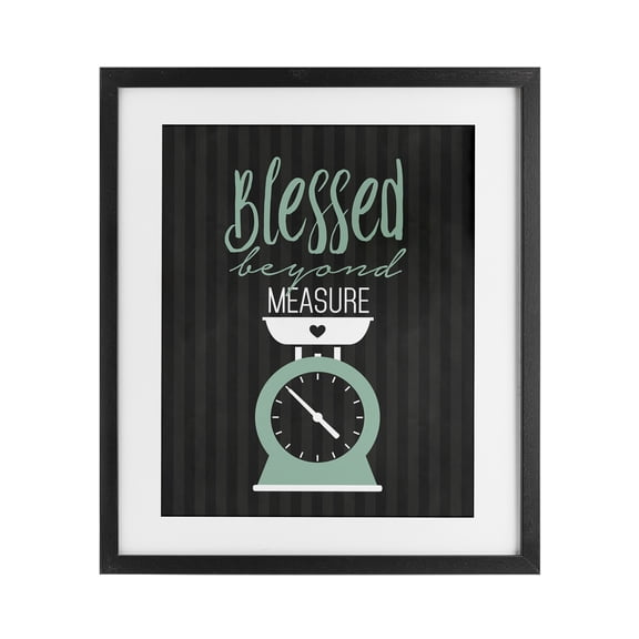 Stupell Industries Contemporary Blessed Beyond Measure Scale Black Framed Print Under Glass, 13 x 16, by Lettered and Lined